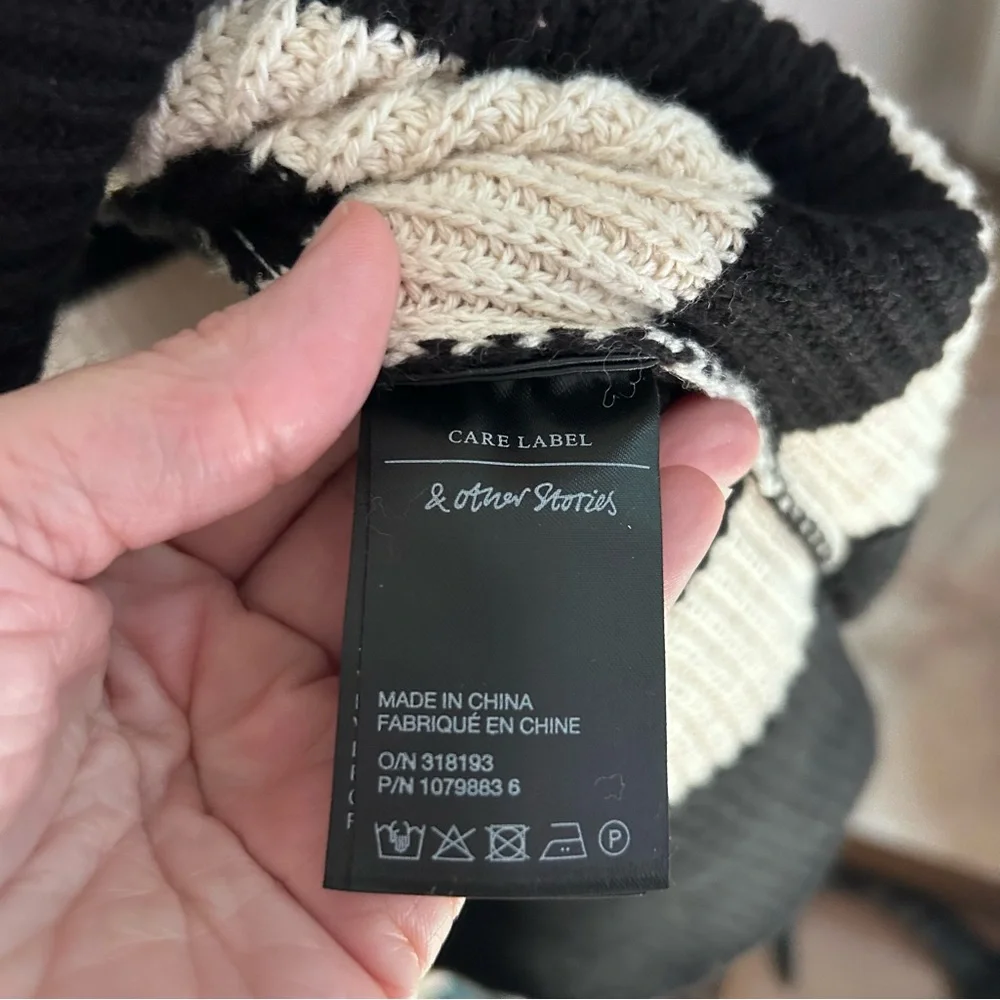 & Other Stories Stockholm Atelier Wool Blend Striped Turtleneck Sweater Sz Large - Picture 9 of 9